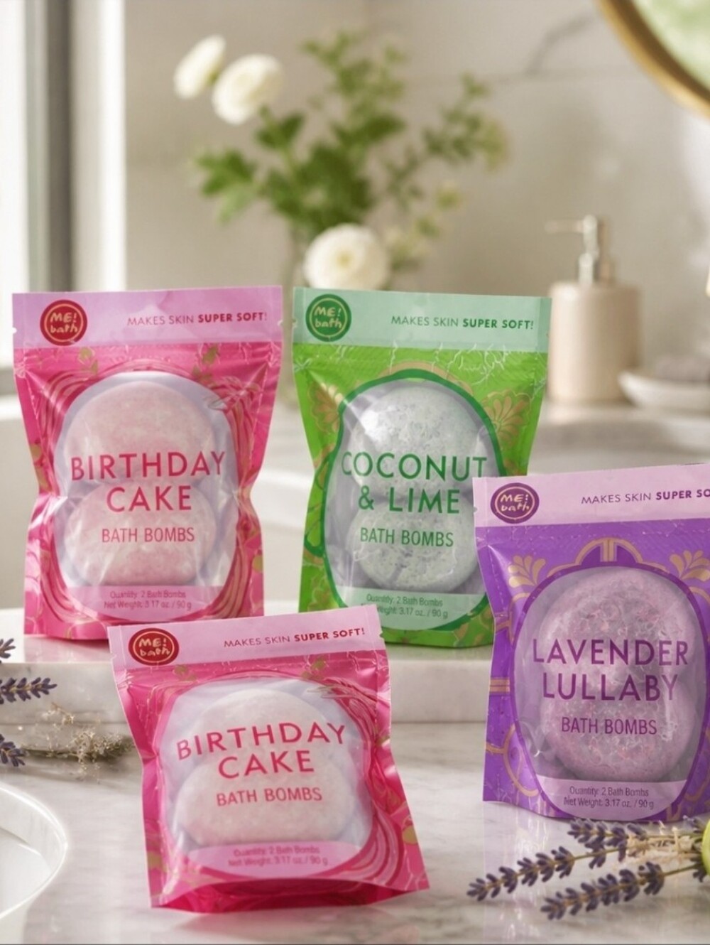 ME! Bath Bath Bombs Lavender Coconut Lime & Birthday Cake Fragrance 8 Bombs